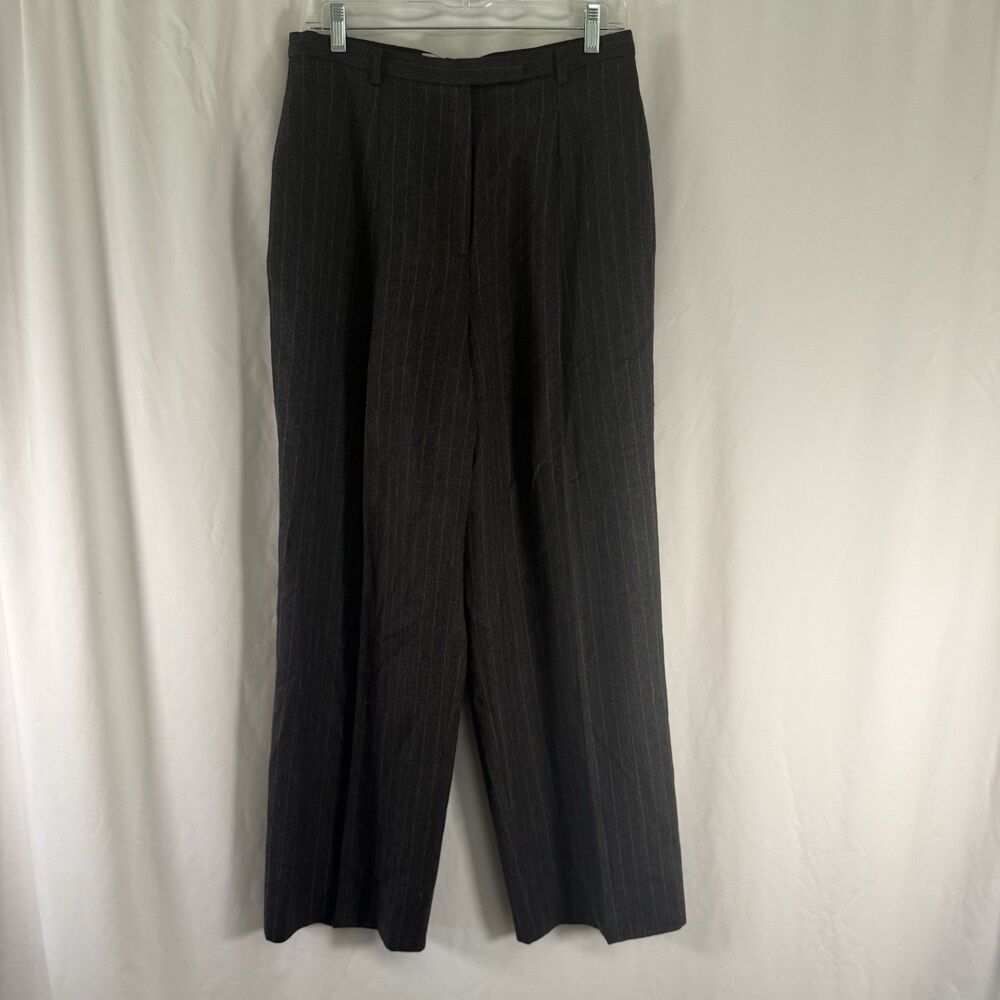 Valerie Stevens 100% Pure New Wool Dress Pants Women's 12 Grey Striped Dry Clean